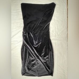 Lucy in the Sky Black Velvet Bodycon Open Back Corset Closure LBD - Size S